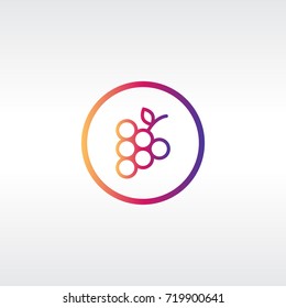 Premium style modern grape icon or logo with bright beautiful colors. Symbol of grape, wine, food and harvest.