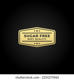 Premium Sugar free Seal or Sugar free label vector isolated on black background. Sugar free product label. Elegant sugar free logo. Suitable for stamps or symbols of products without sweetener added.