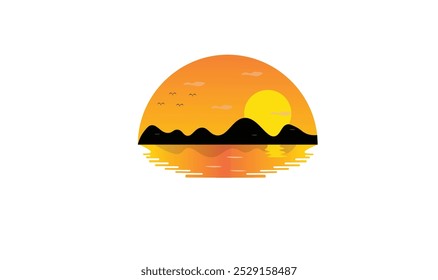 Premium summer sunset vector illustration image for use.