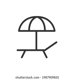 Premium sunbed line icon for app, web and UI. Vector stroke sign isolated on a white background. Outline icon of sunbed in trendy style.