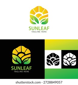 Logotipo de Premium Sunleaf diseñado para marcas orgánicas, empresas ecológicas, productos de bienestar y negocios sostenibles. Estilo elegante y limpio para el uso profesional de la marca.