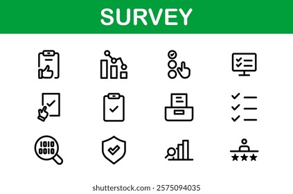 Premium Survey Icons. Clean, Editable Vectors for Data Collection, Market Research, Customer Feedback, and Polling Applications.