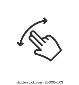 Premium swipe line icon for app, web and UI. Vector stroke sign isolated on a white background. Outline icon of swipe in trendy style.