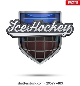 Premium  symbol of Ice Hockey label. Symbol of sport or club. Vector Illustration isolated on white background.