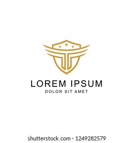 Premium T shield logo. Vector logo template