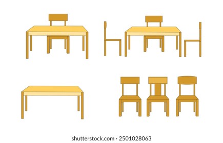 Hochwertige Tisch- und Stuhlvektorgrafik zur Verwendung.