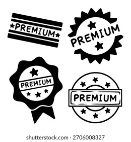 Conjunto de etiquetas premium colección con ilustración de dibujo de arte lineal