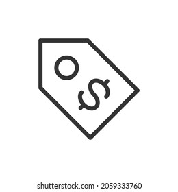 Premium tag line icon for app, web and UI. Vector stroke sign isolated on a white background. Outline icon of tag in trendy style.
