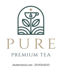 design de logotipo minimalista plano café chá premium