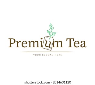 Logo de té premium. logotipo de lujo de té. plantilla de té premium de vector