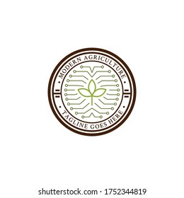 Vector de logotipo de agricultura de tecnología premium, plantilla de diseño de logotipo de granja moderna