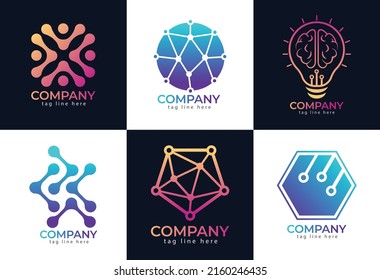 Colección De Logotipos De Tecnología Premium, Diseño De Vectores Premium Gratis Y Color De Gradiente. Diseño del logotipo de estilo minimalista.