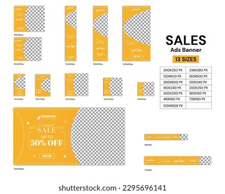 Plantilla Premium De Productos De Venta Para Propósito Promocional De Marketing, Editable Y Espacio Disponible Para Imágenes, Anuncio Banner En Tema Amarillo.