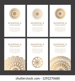 Premium templates with oriental ornaments, borders and patterns. Golden luxury round mandalas elements for identity, web and prints