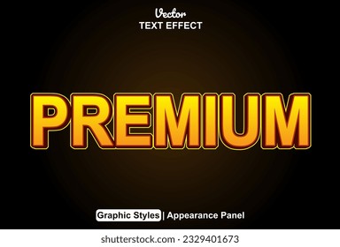 premium text effect with orange graphic style and editable.