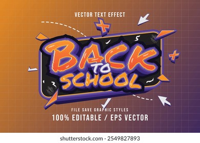 Premium text effects, back to school template can be edited again with a colorful background.