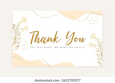 premium thank you for your order template with golden flower vector