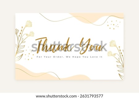 premium thank you for your order template with golden flower vector