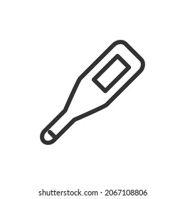 Icono de línea de termómetro premium para aplicación, web y interfaz de usuario. Signo de trazo vectorial aislado en un fondo blanco. Icono de contorno del termómetro en estilo de moda.