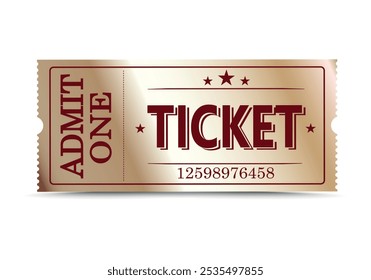 Ticket de Premium. Plantilla de boleto de entrada aislada sobre fondo blanco. Ilustración vectorial para Sitios web, App, cines, clubes, eventos sociales y diseño creativo.