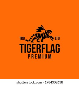 premium tiger flag vector logo design