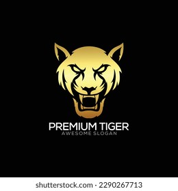 diseño de logotipo de cabeza de tigre premium color gradiente de lujo