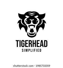 diseño de imagen de icono de logotipo negro de cabeza de tigre premium