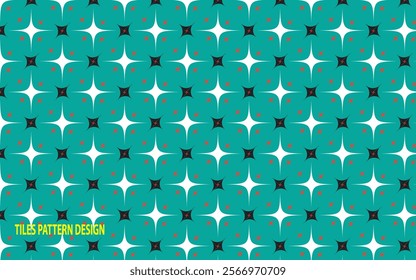 Premium Tiles Pattern Design with on Cyan and White Colour Background