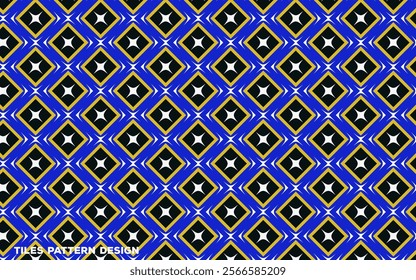 Premium Tiles Pattern Design with Vector. Blue and Bright Gray Color Tiles Pattern Design.