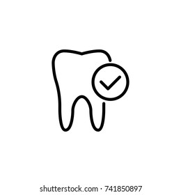 Premium tooth icon or logo in line style. High quality sign and symbol on a white background. Vector outline pictogram for infographic, web design and app development.