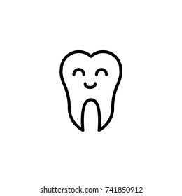Premium tooth icon or logo in line style. High quality sign and symbol on a white background. Vector outline pictogram for infographic, web design and app development.