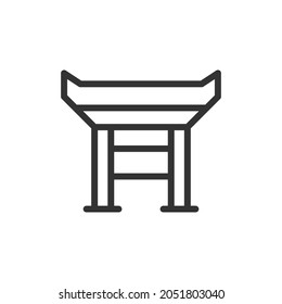 Premium torii line icon for app, web and UI. Vector stroke sign isolated on a white background. Outline icon of torii in trendy style.