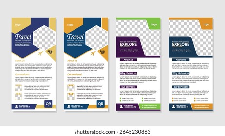 Premium Travel dl flyer design template. Creative Rack card design layout.