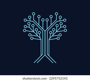 Premium Tree technology symbol logo vector