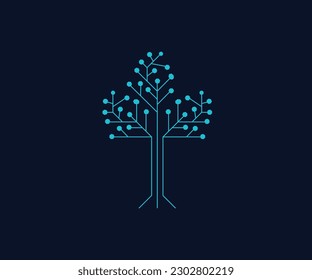 Premium Tree technology symbol logo vector