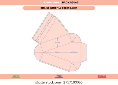 Premium triangle polygonal box dieline vector featuring professional fold accuracy and print ready layout developed for product packaging mockups and branding use