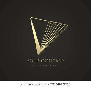The premium Triangles symbol, Logo, icon, and a Finance and Business logo design, with gold colorized style, and Symbol vector and illustration design