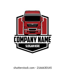 Premium Truck Front View Emblem Logo Template Vector Isolated on White Background