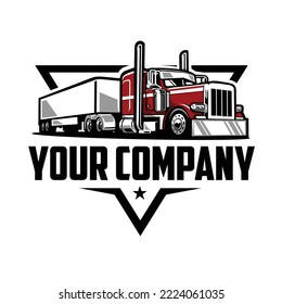 Emblem der Premium Trucking Company, Vorlage für vorgefertigte Logos, Vektor einzeln. Beste für LKW- und Güterverkehrsbranche