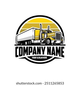 Premium Trucking Company Ready Made Logo Template. Semi Truck Logo Vector. Best for Trucking and Freight Related Industry