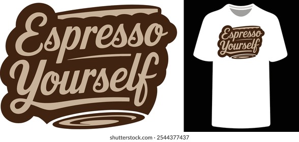 Premium men’s T-shirt featuring 'Espresso Yourself' an eye-catching illustration design that perfectly combines class and style. (Version: 01)