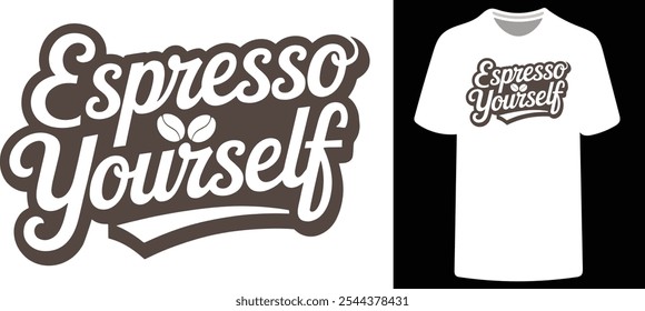 Premium men’s T-shirt featuring 'Espresso Yourself' an eye-catching illustration design that perfectly combines class and style. (Version: 02)