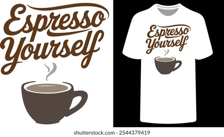 Premium men’s T-shirt featuring 'Espresso Yourself' an eye-catching illustration design that perfectly combines class and style. (Version: 03)