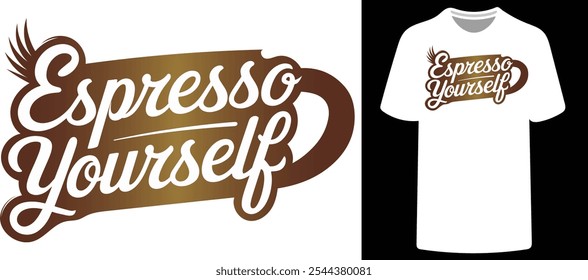 Premium men’s T-shirt featuring 'Espresso Yourself' an eye-catching illustration design that perfectly combines class and style. (Version: 05)