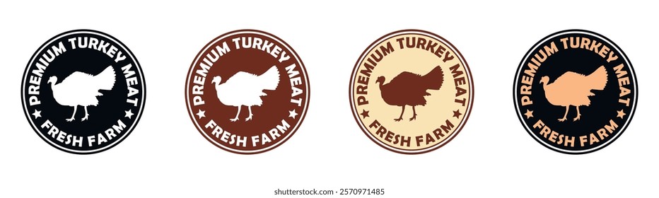 Premium turkey meat Badge Design with Retro Style in Multiple Colors