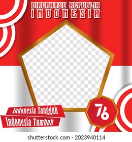 premium twibbon of Indonesian independence day with pentagon shape.