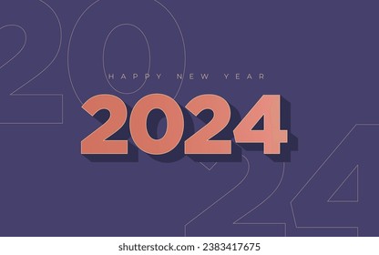 Premium and unique Happy New Year 2024 design with minimalistic modern concept design. Premium set design for Happy New Year  2024 celebration.