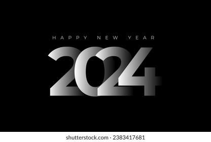 Premium and unique Happy New Year 2024 design with minimalistic modern concept design. Premium set design for Happy New Year  2024 celebration.