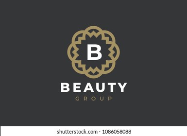 Premium universal monogram letter B initials logo. Abstract elegant flower logo icon vector design. Universal creative premium symbol. Luxury abc jewel logotype.