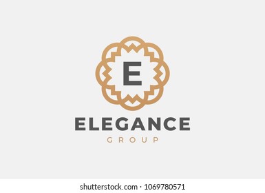 Premium universal monogram letter E initials logo. Abstract elegant flower logo icon vector design. Universal creative premium symbol. Luxury abc jewel logotype.